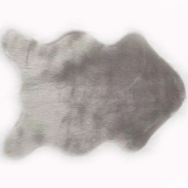 Grey Soft Plain Fluffy Bedroom Faux Fur Fake Single Sheepskin Rugs Hairy Mat